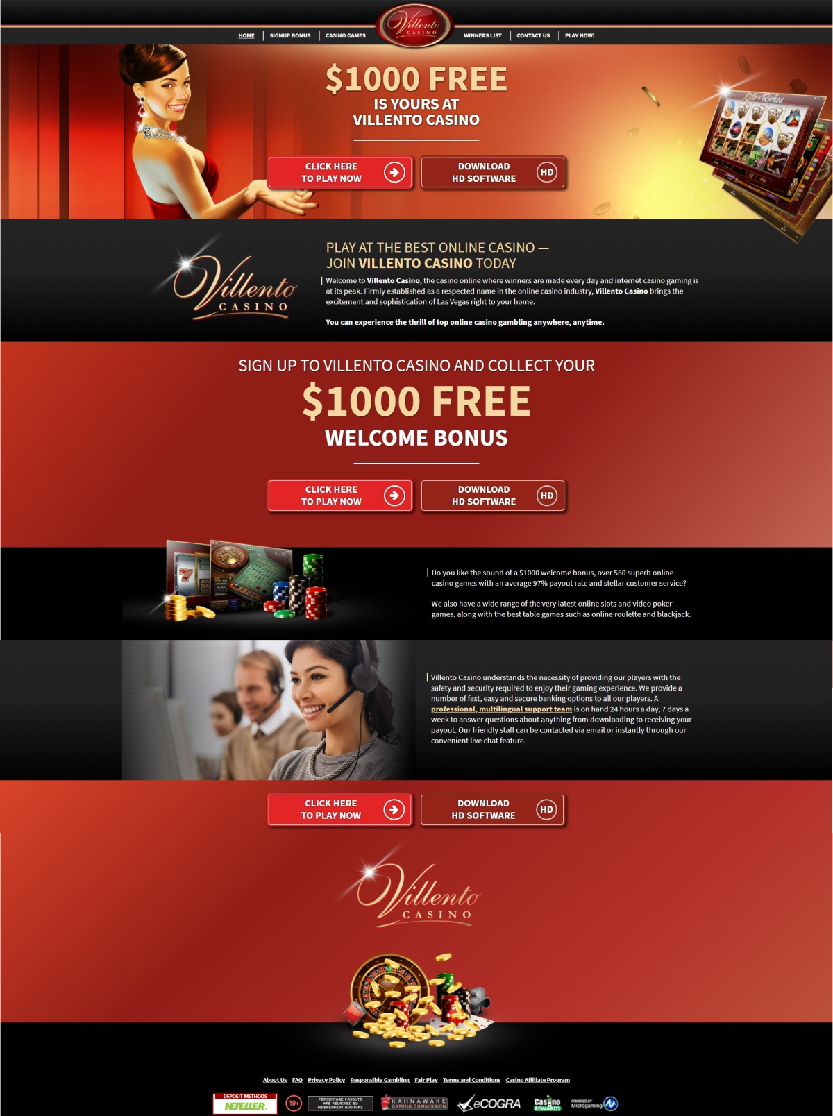 Welcome to Villento Casino, the casino online where winners are made every day and internet casino gaming is at its peak. Firmly established as a respected name in the online casino industry, Villento Casino brings the excitement and sophistication of Las Vegas right to your home. You can experience the thrill of top online casino gambling anywhere, anytime.